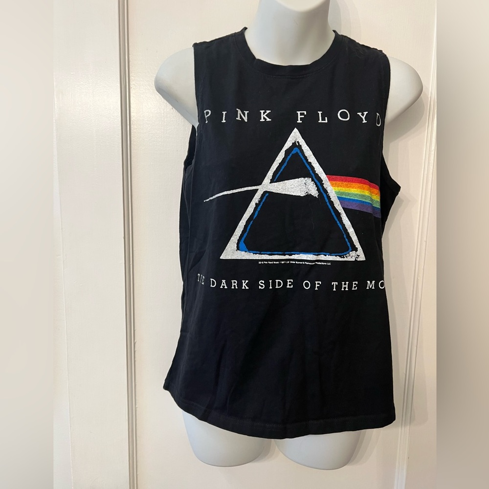 Pink Floyd Dark Side of the Moon Black Sleeveless T Shirt Darrell Women’s Small